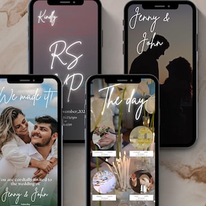 Plantilla de Canva: invitación de boda animada, invitación de boda en video, plantilla de respuesta a la boda, invitación de boda electrónica, animación personalizada