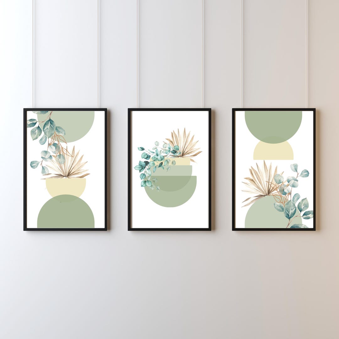 Set of 3 Boho Wall Posters, Boho Wall Art, Sage Green Wall Prints ...