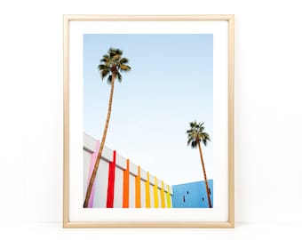 Palm Tree Print, Wall Decor, Palm Springs Print, Pride, California Photo, Rainbow, Palm Photo, Saguaro Hotel Photo, Wall Art