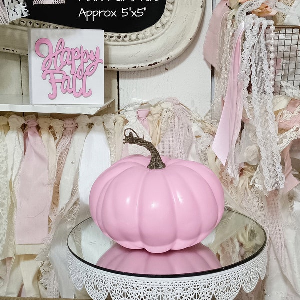 Pink Pumpkin Fall Thanksgiving Halloween Centerpiece / Romantic Pink Pumpkin / Thanksgiving Halloween Fall Decor / Centerpiece
