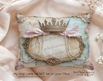 Small Pillow- Crown Pillow /  Shabby Chic Decorative Throw Pillow / Home Decor / Gifts For Her