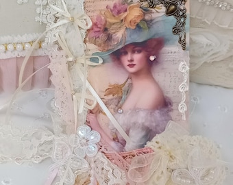 OOAK Journal - Victorian Woman / Romantic Feminine Frilly Shabby Chic  Handmade Blank Journal, Blank Notebook