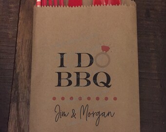 10 PAK I Do BBQ Couples Shower, Wedding Utensils Silverware Holder Favor Bag, Candy Cookie Bag, RED Diamond Ring / Personalized 1 Day Ship