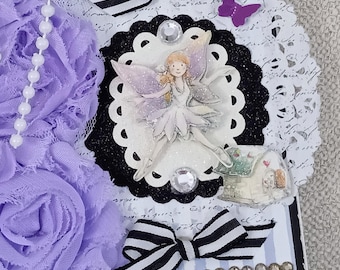 OOAK Spiral Notebook / Purple Fairy Notepad / Tablet Journal / Book Booklet Planner / Handmade