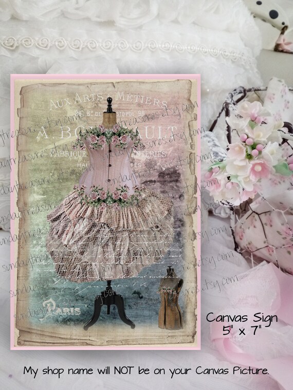 Shabby Chic Pink Roses Parisian Eiffel Tower Decor - Paris Shabby