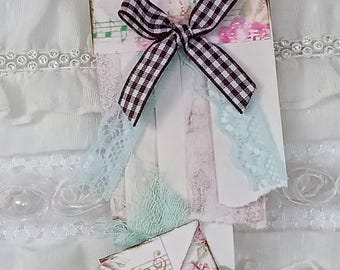 4" Paper Notepad Paper Tablet / Music Notes / Dyed Paper Pages / Handmade Scrapbook Ephemera for Junk Journals / Happy Mail