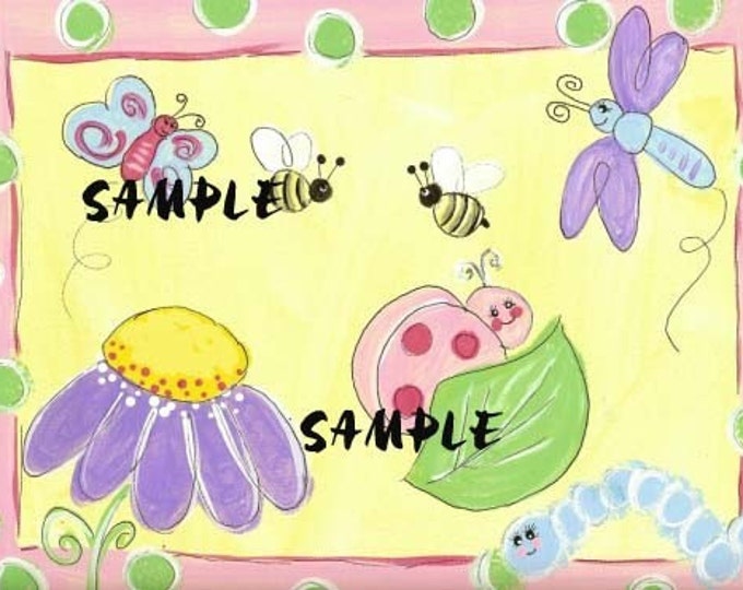 PINK LADYBUG Bumble Bee Dragonfly Butterfly FLOWER GARDEN Art Print ...