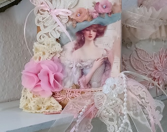 Journal - Victorian Woman / Romantic Feminine Frilly Shabby Chic  Handmade Blank Journal, Blank Notebook
