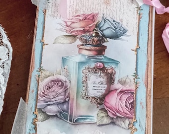 DIGITAL FILE / Perfume Bottle Notepad / Beginner Digital Kit / Printable Download jpg File / Make It Yourself / DIY Craft Ephemera