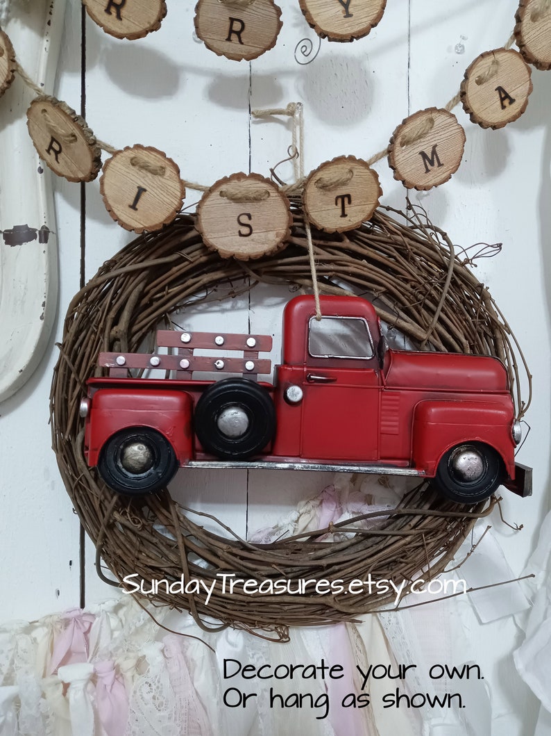 Red Metal Truck Grapevine Wreath DIY Starter Kit Hang as Etsy
