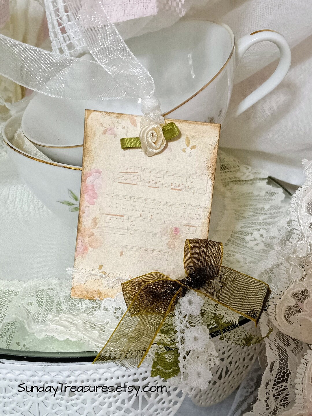 Music Notes Tag / Pink Shabby Chic Girly Lacey Frilly Romantic - Etsy