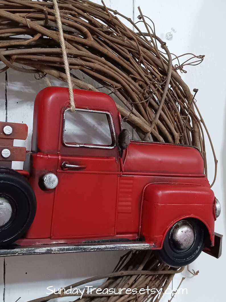 Red Metal Truck Grapevine Wreath DIY Starter Kit Hang as Etsy