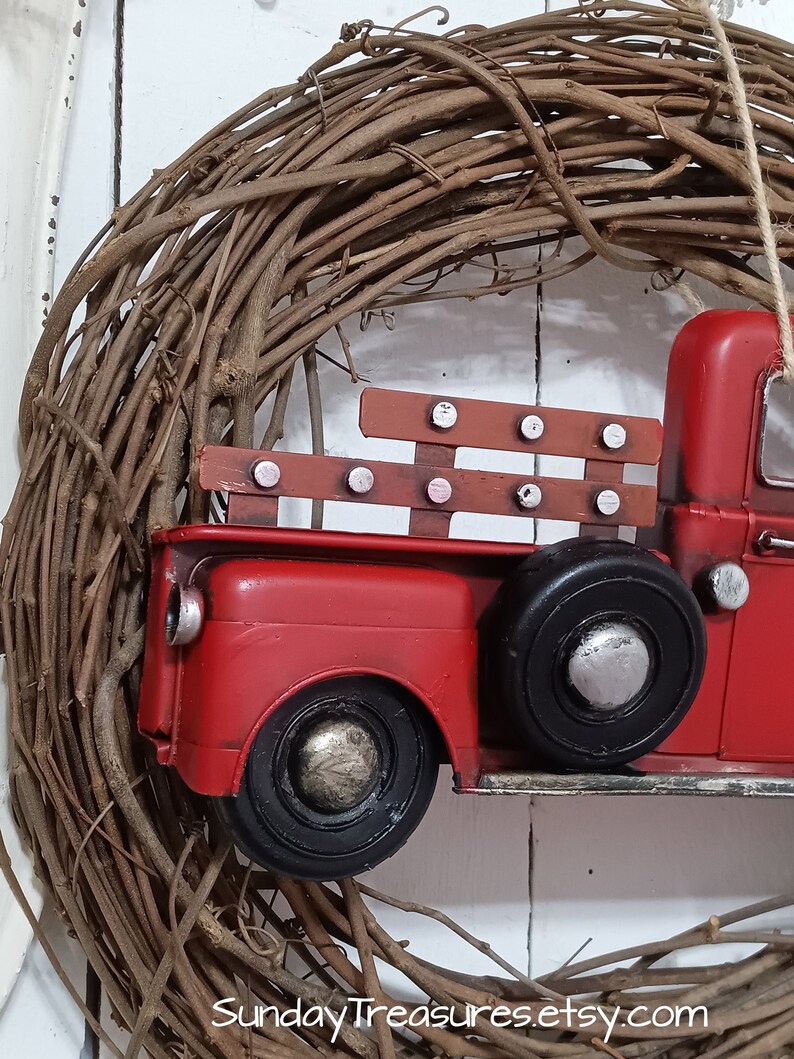 Red Metal Truck Grapevine Wreath DIY Starter Kit Hang as Etsy