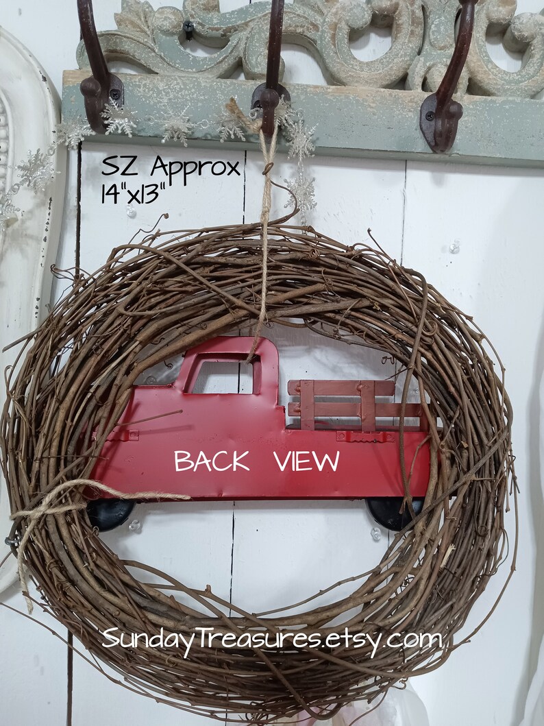 Red Metal Truck Grapevine Wreath DIY Starter Kit Hang as Etsy