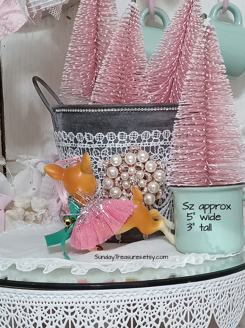 Pink Reindeer Ornament Vintage Retro Mid Century Style Etsy