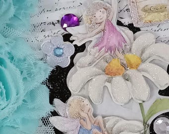 OOAK Spiral Notebook / Faires and Flowers Notepad / Tablet Journal / Book Booklet Planner / Handmade