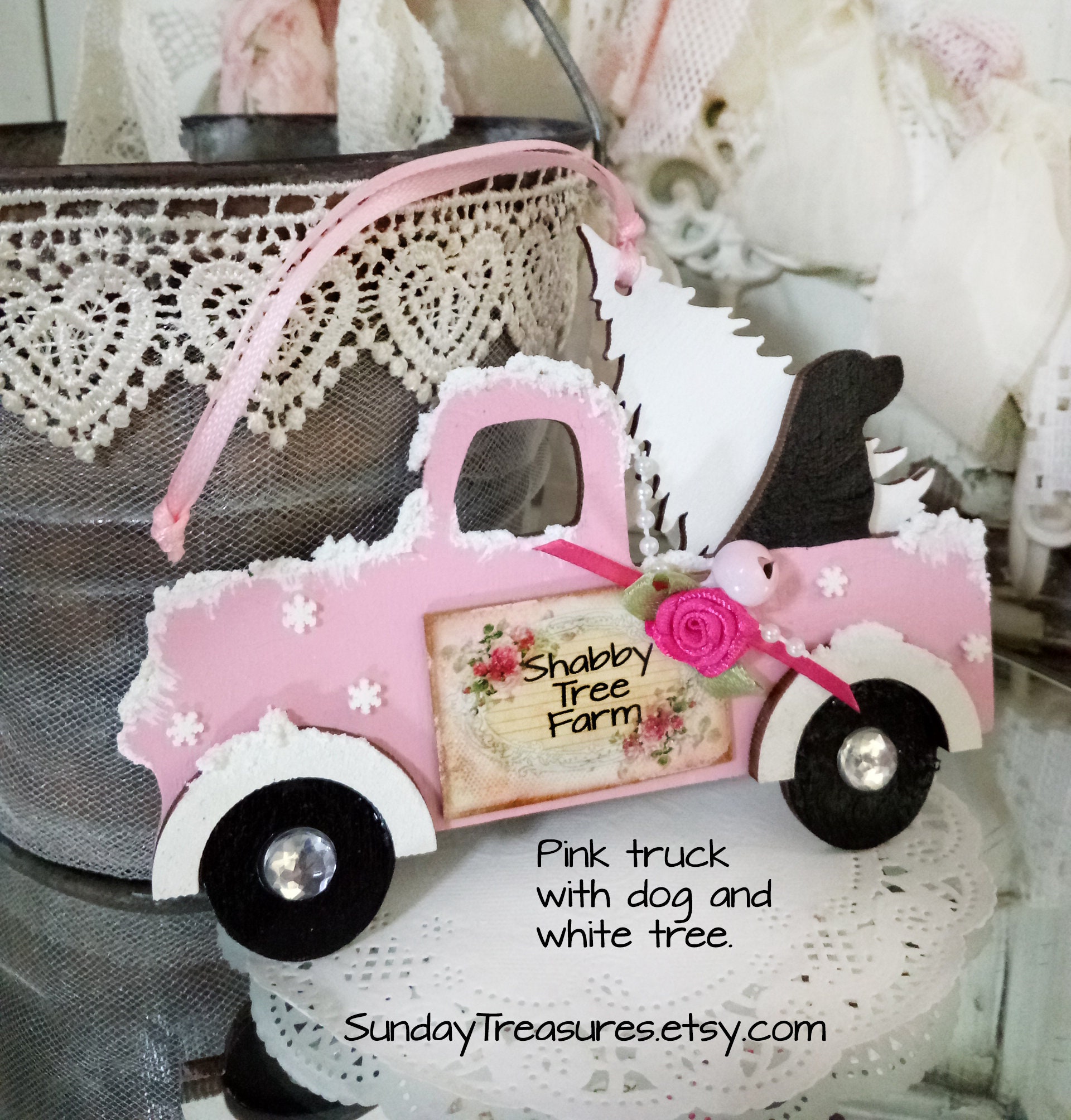 Camion Vintage rose Avec