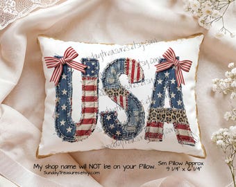 Small Pillow- USA July 4th Patriotic / Independence Veterans Memorial Day / Decorative Throw Pillow / Home Decor