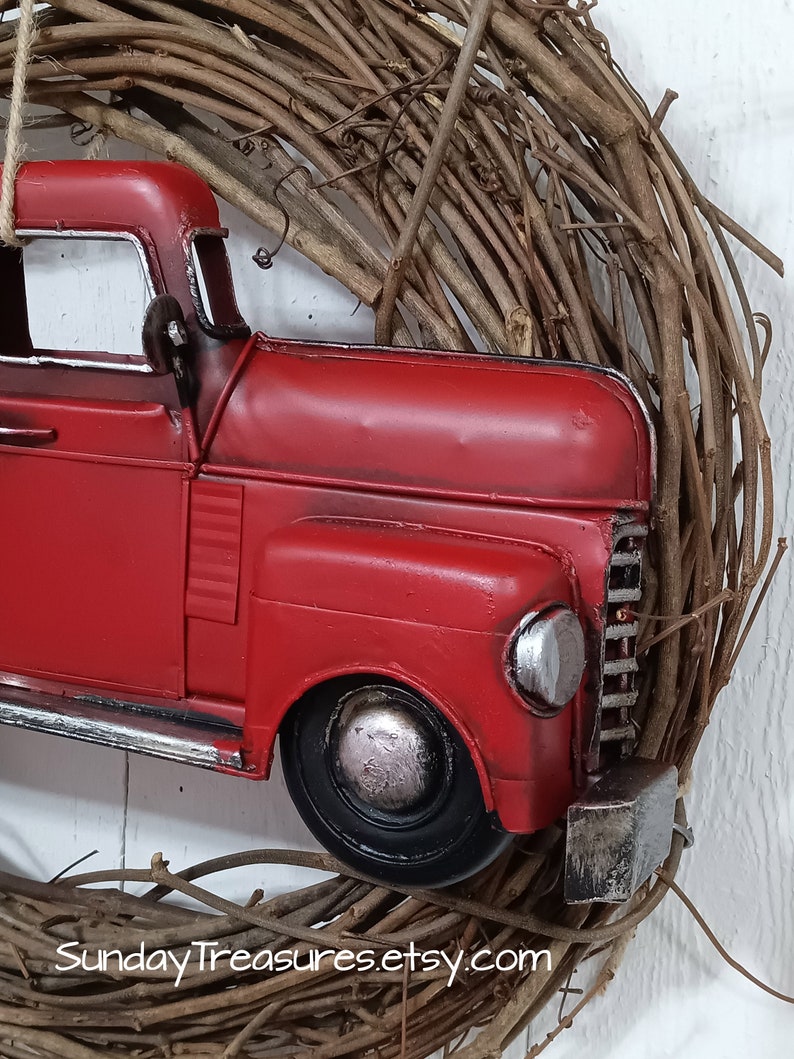 Red Metal Truck Grapevine Wreath DIY Starter Kit Hang as Etsy