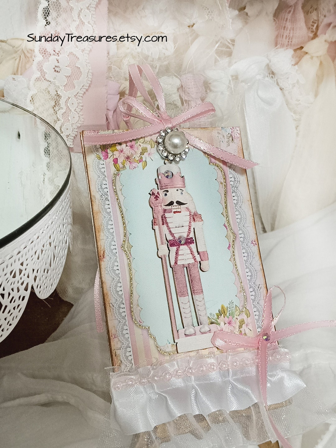 Pink Mint Green Nutcracker Shabby Chic Christmas Ornament / Etsy
