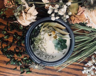 Money and Prosperity Candle ~ Crystal & Herb Candle