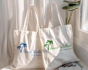 Sac de plage personnalisé, Sac de voyage, Sac à provisions, Sac fourre-tout en toile, Sac fourre-tout avec nom personnalisé, Sac de voyage entre filles, Sac cadeau personnalisé, Sac d'été