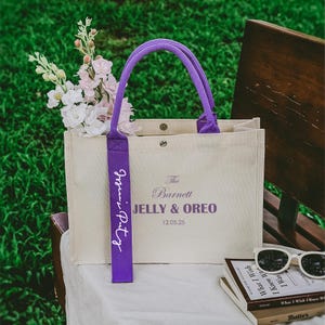 Personalized Bridal Bag with Name, Custom Bridesmaid Tote, Wedding Party Tote Bag, Bachelorette Party Bag, Bridesmaid Gift, Gift for Her