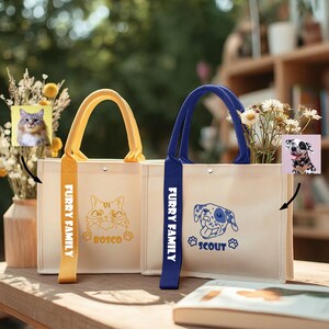 Hand-draw Pet Portrait Bag, Custom Dog Tote, Colorful Handle Bag, Personalized Pet Tote, Dog Outgoing Bag, Dog Mom Gift, Gift Idea For Canine Lover

Elevate your daily essentials with this thoughtfully designed personalized canvas tote. Combining understated aesthetics and everyday practicality, it’s a beautiful balance of function and sentiment. Whether you're gifting it or carrying it yourself, this custom bag is made to feel personal, timeless, and quietly expressive.