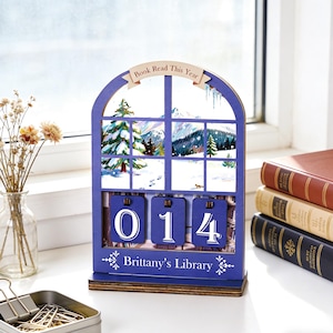 Custom Name Wooden Book Tracker, 4-Season Reading Decor, Books Read Counter, Personalized Gift for Mom, Book Lover Desk Decor, Bookish Decor