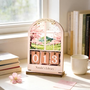 Custom Name Wooden Book Tracker, 4-Season Reading Decor, Books Read Counter, Personalized Gift for Mom, Book Lover Desk Decor, Bookish Decor