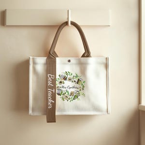 Personalised Teacher Bag Set with Name, TA Tote Bag, Teaching Assistant, Nursery Staff End of Term Gift, Thank You Present Canvas Tote Bag