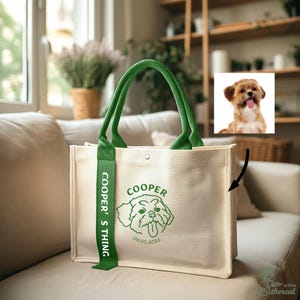 Hand-draw Pet Portrait Bag, Custom Dog Tote, Colorful Handle Bag, Personalized Pet Tote, Dog Outgoing Bag, Dog Mom Gift, Gift Idea For Canine Lover

Elevate your daily essentials with this thoughtfully designed personalized canvas tote. Combining understated aesthetics and everyday practicality, it’s a beautiful balance of function and sentiment. Whether you're gifting it or carrying it yourself, this custom bag is made to feel personal, timeless, and quietly expressive.