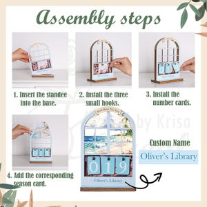 Custom Name Wooden Book Tracker, 4-Season Reading Decor, Books Read Counter, Personalized Gift for Mom, Book Lover Desk Decor, Bookish Decor