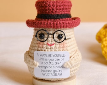 Cute Crochet Potato, Handmade Crochet Potato Amigurumi, Crocheted Emotional Support Potato, Custom Gift, Gift for Her