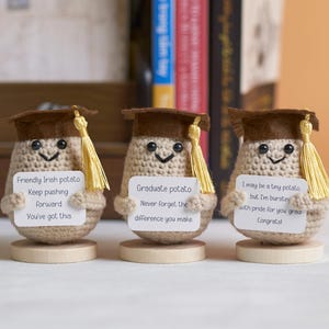 Handmade Crochet Potato Plush, 1PCS Custom Text Potato Crochet, Gift for Desk Decor, Graduation Present for Her