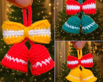 Virkade julklockor, Juldekorationer, Julklappar Vinterdekor, Julgransdekoration, Julklapp