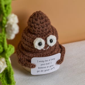 Caca Positiva de Ganchillo, Regalo Divertido Hecho a Mano para un Amigo, Lindo Accesorio de Escritorio de Oficina, Apoyo Emocional para un Compañero de Trabajo