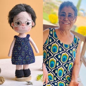 Mother Day Gift, Crochet Portrait Doll, Personalized Doll, Gift For Grandma, Birthday Gifts Her, Cute Custom Handmade Gift