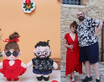 Handmade Portrait Crochet Doll, Custom Look-Alike Amigurumi Keepsake, Unique Memorial Gift, Couple Crochet Dolls, Personalized Gifts