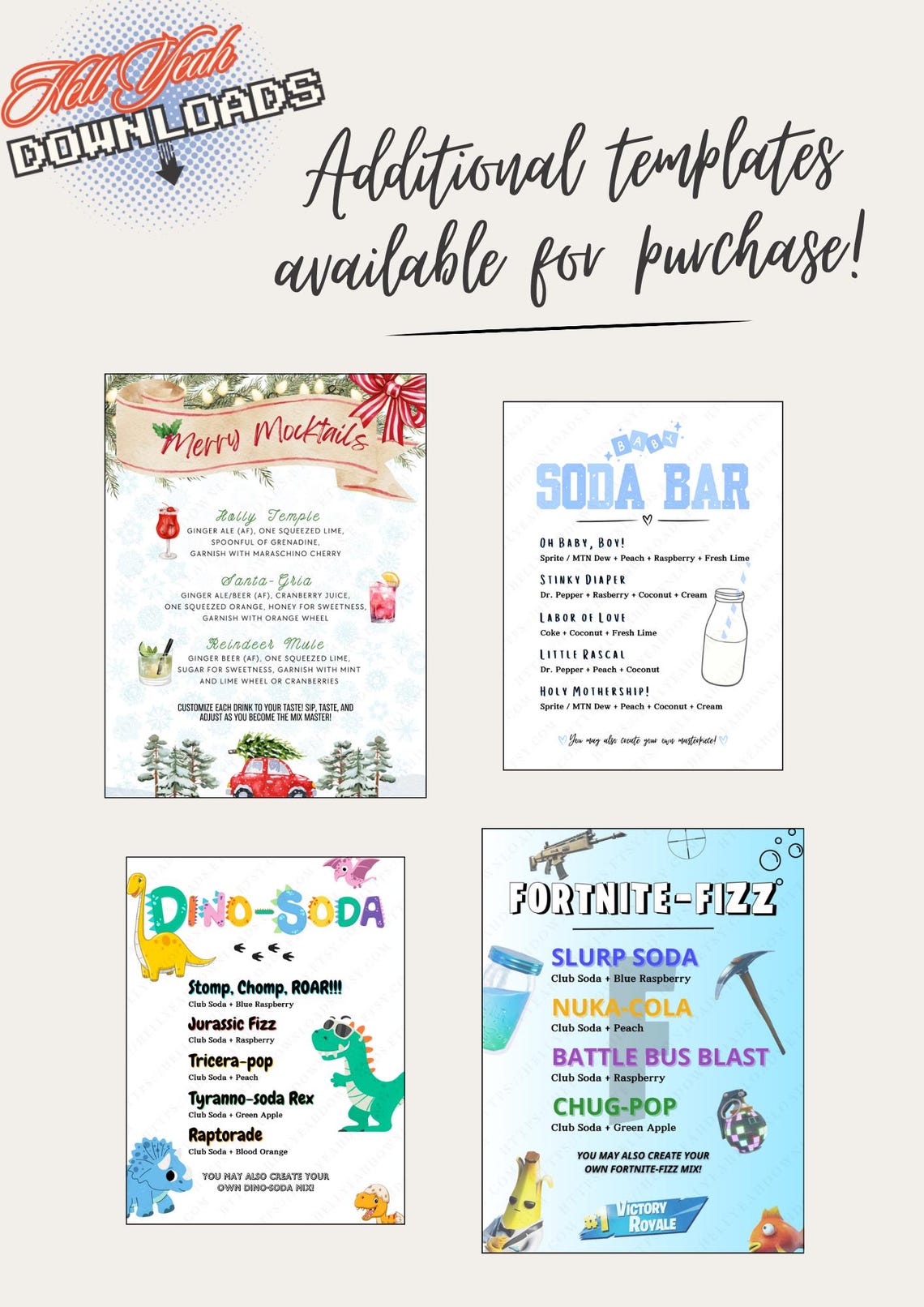 MERRY COCKTAILS, Printable Christmas Cocktail Menu, Holiday Party ...