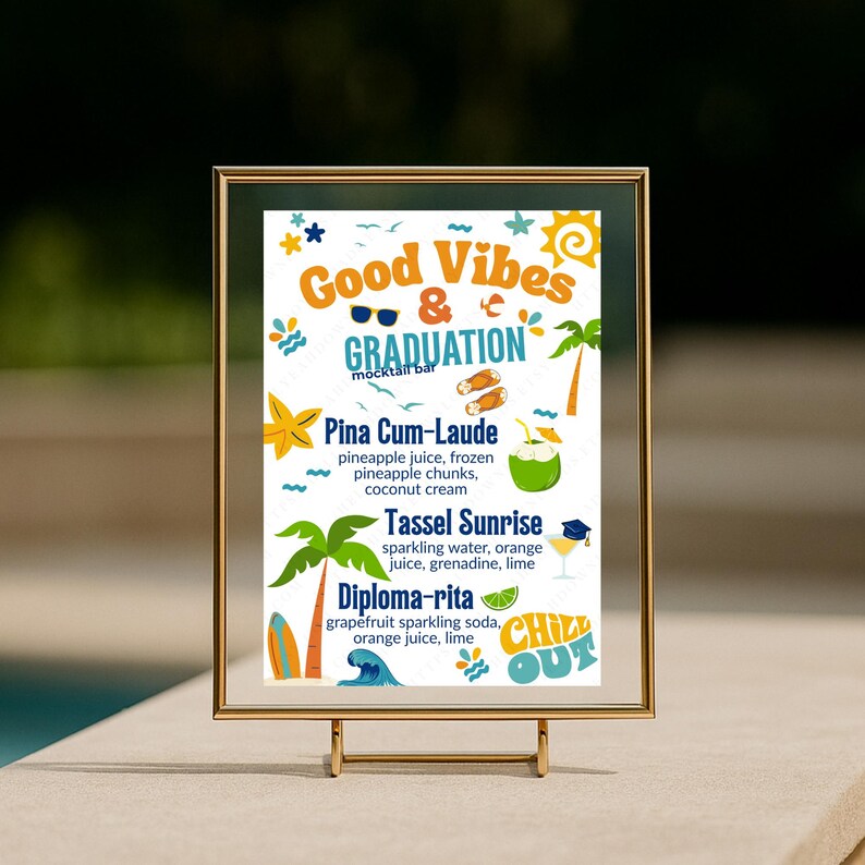 Good Vibes & Graduation Mocktail Bar Menu Printable, Print at Home ...