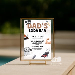 DAD&#39;S SODA Bar Editable Template, Customizable Canva Father’s Day Soda Menu, Printable DIY Dirty Soda Sign, Sodalicious Menu Dad Party Decor