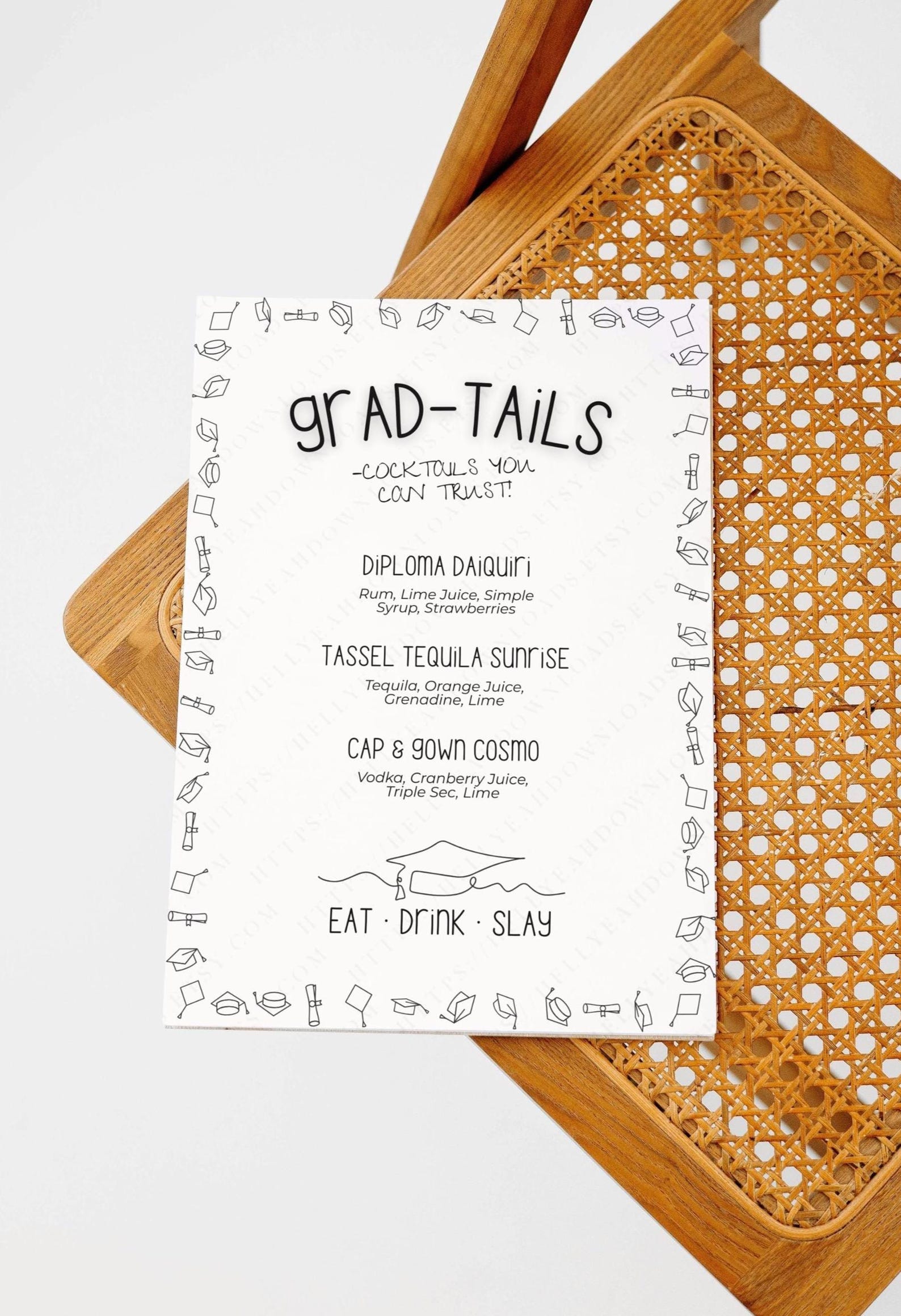 Grad-tails GRAD Cocktail Drinks, Eat Drink Slay Girly Graduation Drink ...