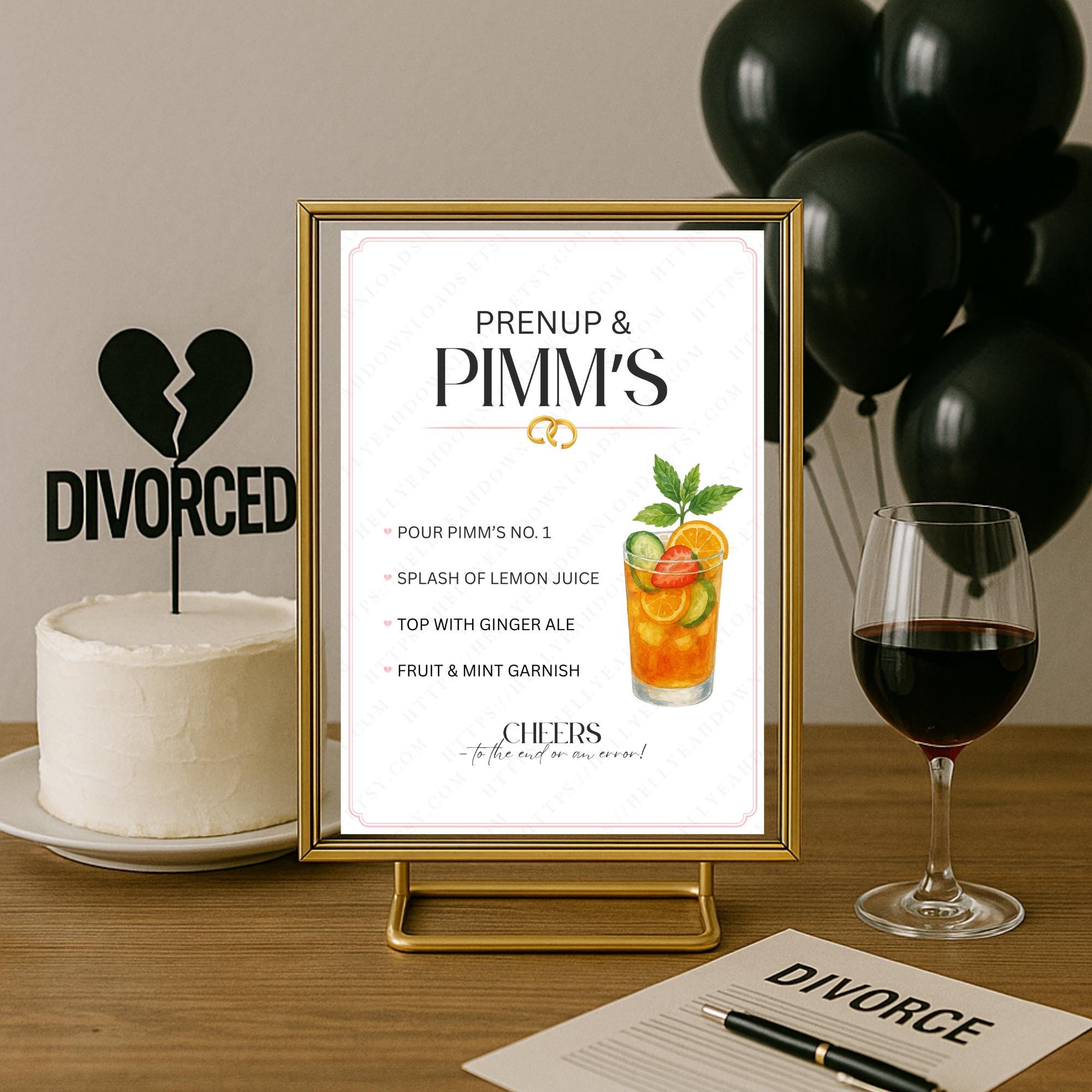 Prenup and Pimms, Printable Signature Drink Menu Sign, Editable Pimm’s ...