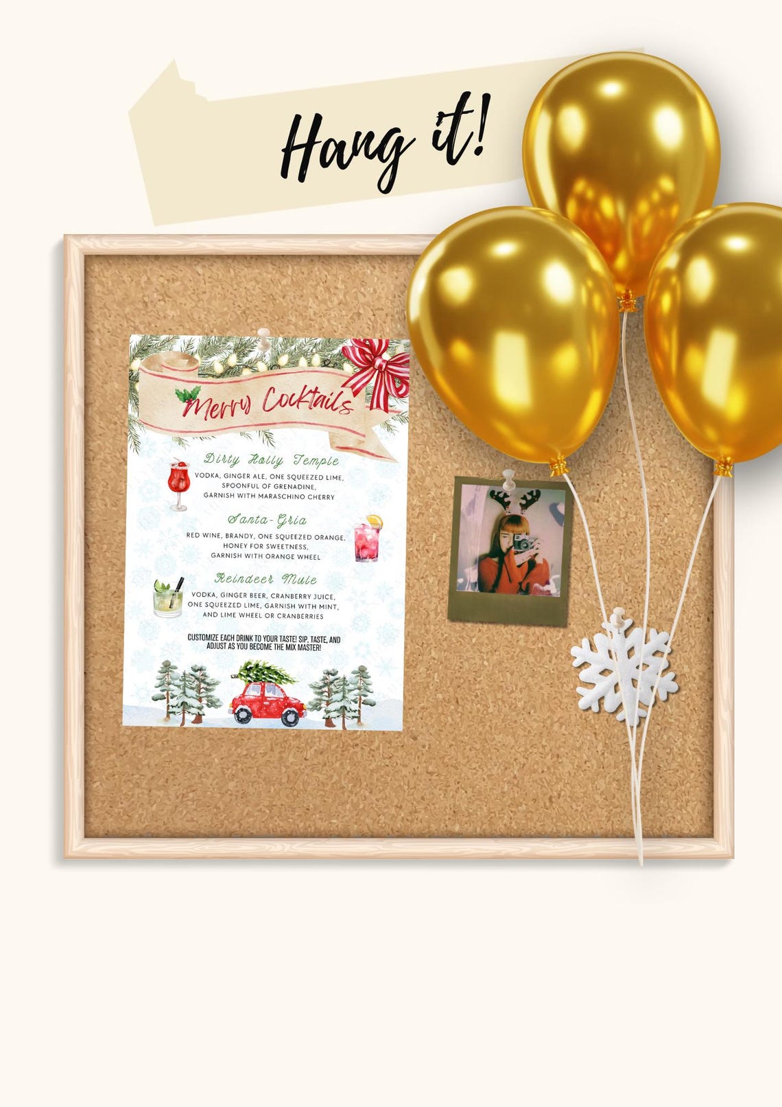 MERRY COCKTAILS, Printable Christmas Cocktail Menu, Holiday Party ...