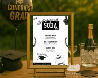 All-Star Grad SODA BAR Editable Sign, Editable Graduation Party Menu, DIY Soda Mixology Station Template, Modern Graduation Party Dirty Soda