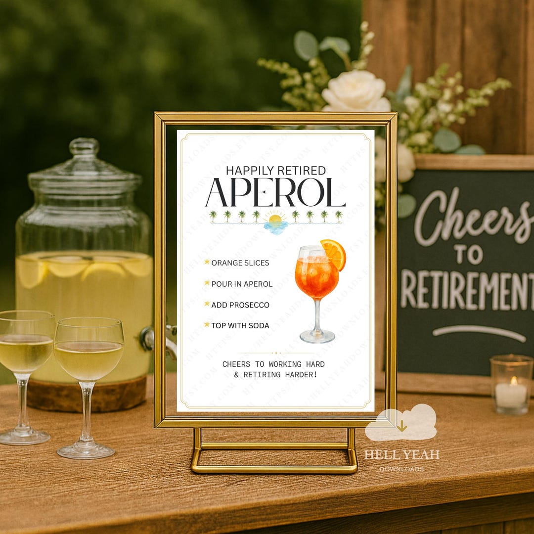 Happily Retired Aperol, Signature Drink Menu, Editable DIY Cocktail ...
