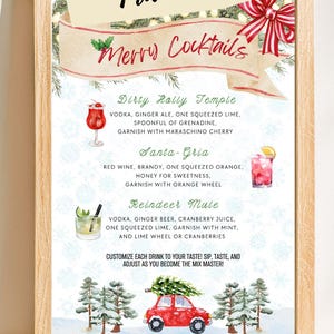 MERRY COCKTAILS, Printable Christmas Cocktail Menu, Holiday Party ...