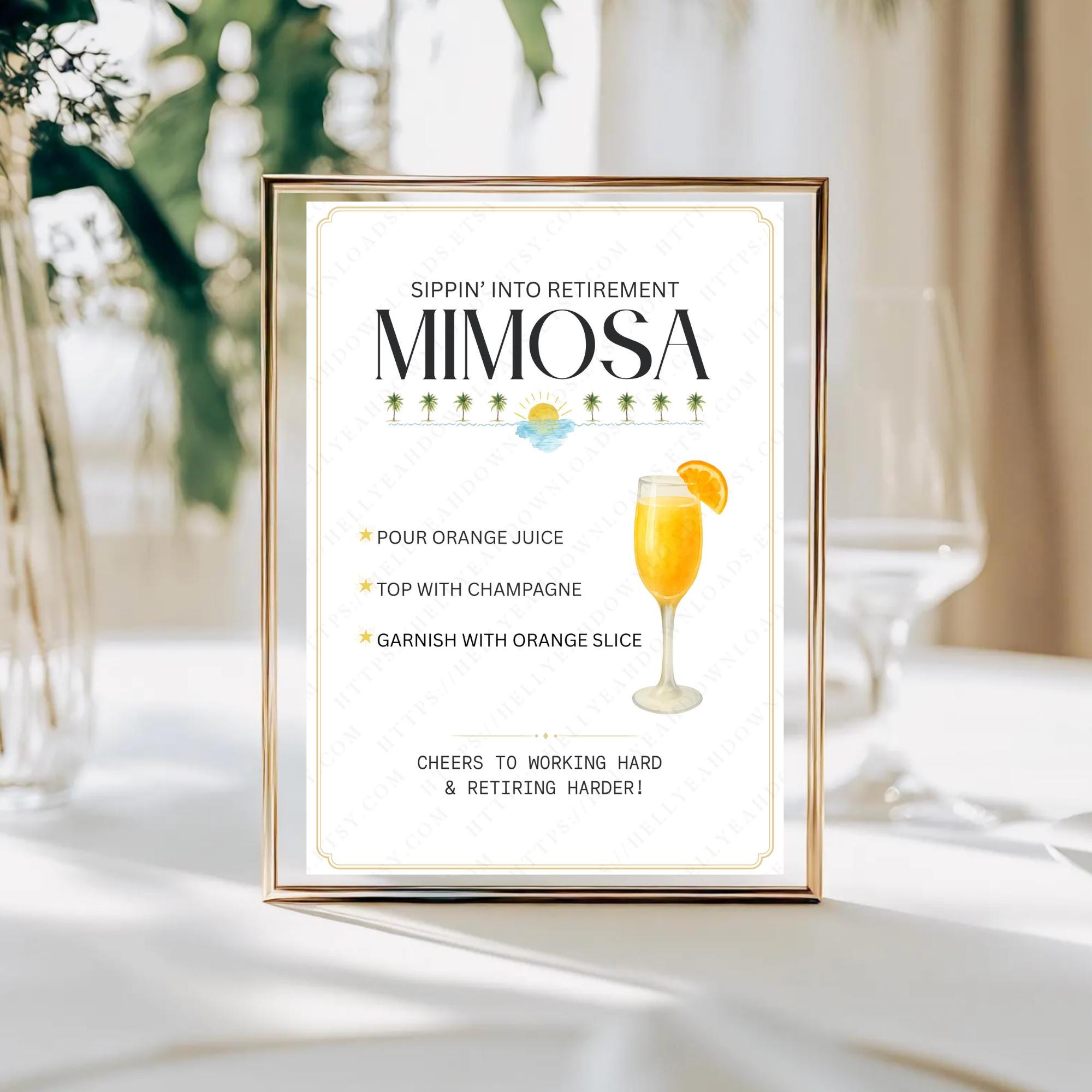 Retirement Menu. Example Sippin’ Into Retirement Mimosa, Signature Drink Menu, Editable Cocktail ...