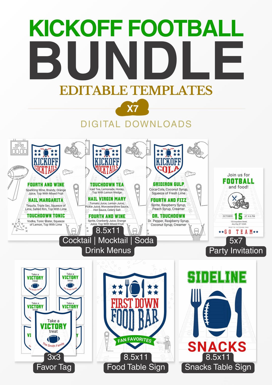 Editable Kickoff FOOTBALL PARTY BUNDLE, Football Party Hostess, Game ...